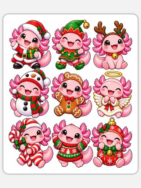Weihnachtliche Kuschelelfen - Sticker Größe S (10 x 10 cm) - Mattweiß