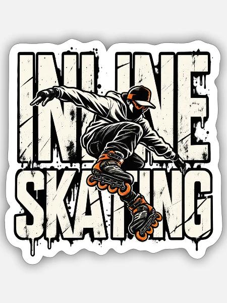 Inline Skating Streetstyle – Inlineskater - Sticker Größe S (10 x 10 cm) - Mattweiß