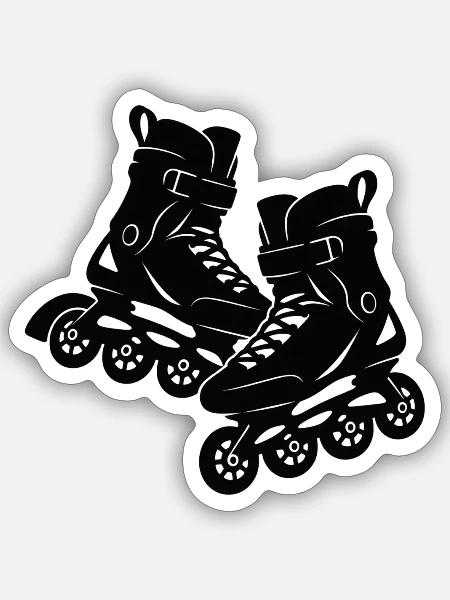 Inlineskates Silhouette – Inline Skating - Sticker Größe S (10 x 10 cm) - Mattweiß