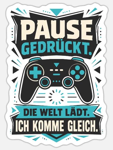 Pause gedrückt – Welt lädt - Sticker Größe S (10 x 10 cm) - Mattweiß