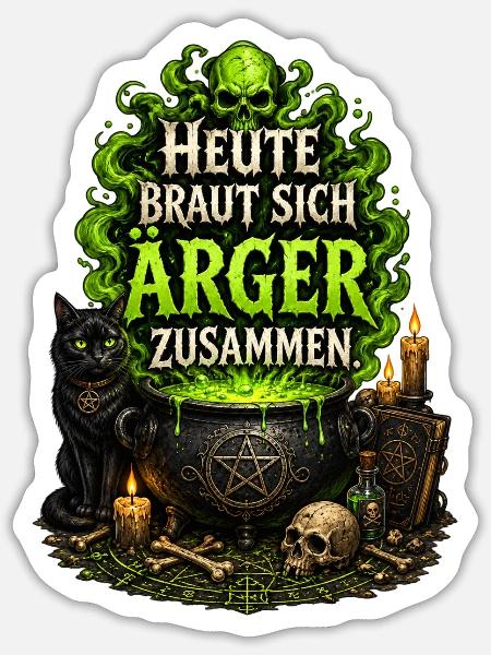 Heute Braut Sich Ärger Zusammen – Grüne Magie - Sticker Größe S (10 x 10 cm) - Mattweiß