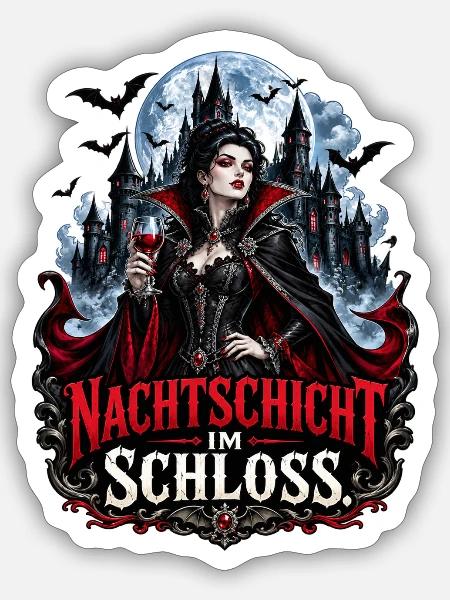 Nachtblick im Schloss Vampirin - Sticker Größe S (10 x 10 cm) - Mattweiß
