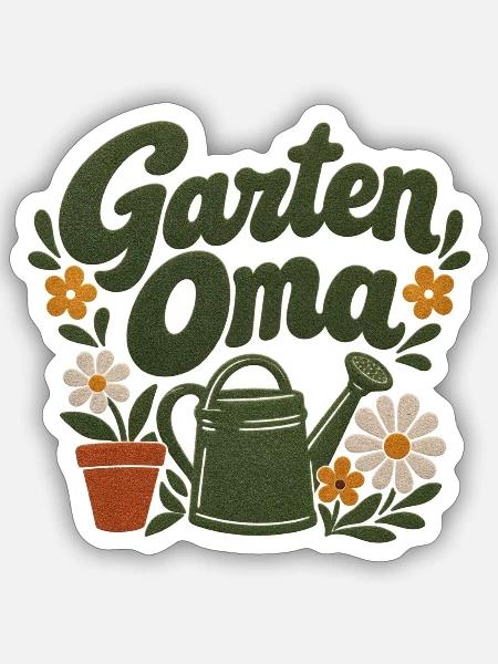 Garten Oma Design - Sticker Größe S (10 x 10 cm) - Mattweiß