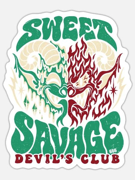 Sweet Savage Devil´s Club 666 - Halloween - Sticker Größe S (10 x 10 cm) - Mattweiß