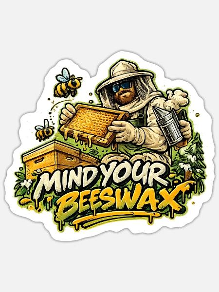 Imkerheld: Mind Your Beeswax - Sticker Größe S (10 x 10 cm) - Mattweiß