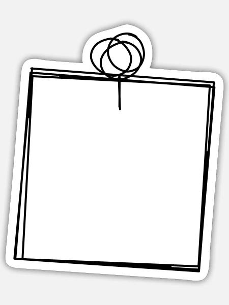 Pinnwandzettel handgezeichnet - Sticker Größe S (10 x 10 cm) - Mattweiß