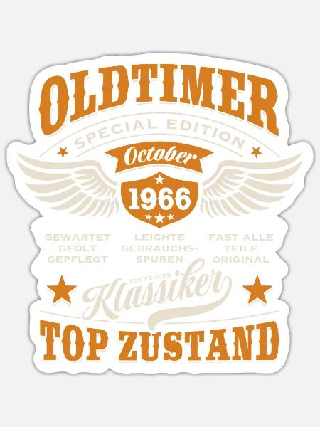 Oldtimer Oktober 1966 - Geburtstag - Geschenk - Sticker Größe S (10 x 10 cm) - Mattweiß