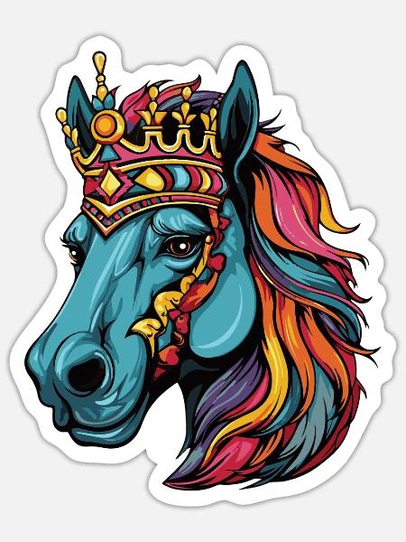 Pferd Krone - Sticker Größe S (10 x 10 cm) - Mattweiß