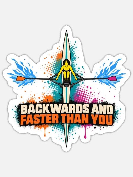 Ruder-Sprint: Rückwärts schneller - Sticker Größe S (10 x 10 cm) - Mattweiß