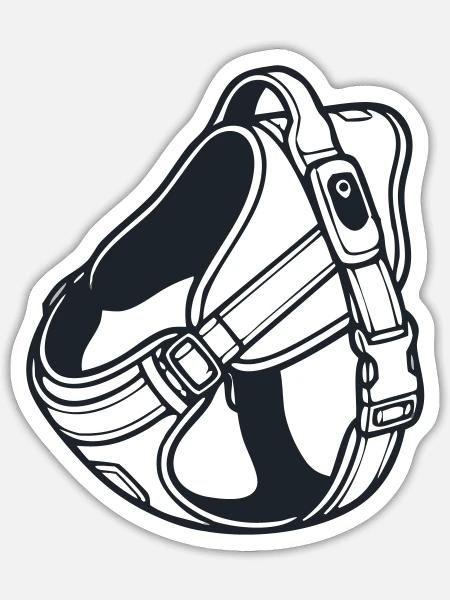 Haustiergeschirr Gassi Grafik - Sticker Größe S (10 x 10 cm) - Mattweiß