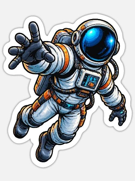 Astronaut Comic - Sticker Größe S (10 x 10 cm) - Mattweiß