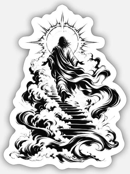 Aufstiegsweg aus Wolken - Sticker Größe S (10 x 10 cm) - Mattweiß