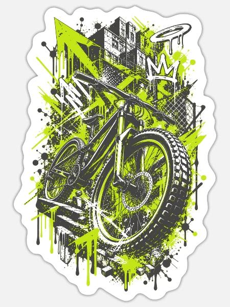 Mountainbike Urban Art MTB Graffiti Design - Sticker Größe S (10 x 10 cm) - Mattweiß