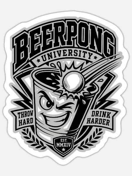Beer Pong University - Sticker Größe S (10 x 10 cm) - Mattweiß