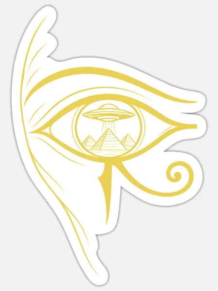 Auge des Horus, UFO - Sticker Größe S (10 x 10 cm) - Mattweiß