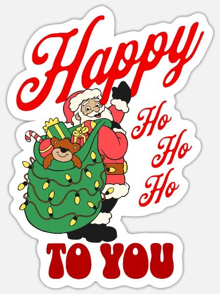 Happy HoHoHo von Santa - Sticker Größe S (10 x 10 cm) - Mattweiß