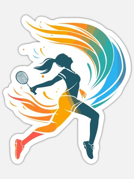 Badmintonspielerin - Sticker Größe S (10 x 10 cm) - Mattweiß