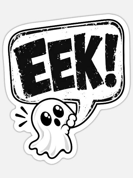 Eek! Süßer Geist Sprechblase - Sticker Größe S (10 x 10 cm) - Mattweiß