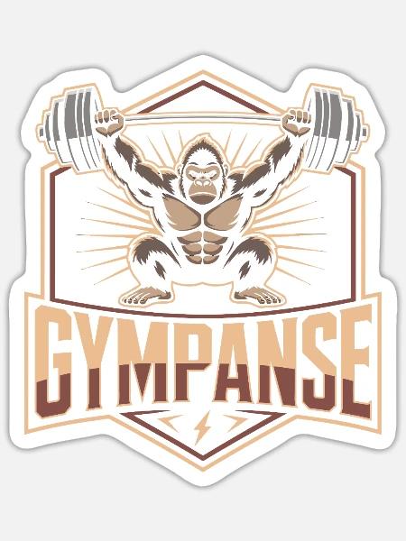 GYMPANSE Gewichtheber Bodybuilding - Sticker Größe S (10 x 10 cm) - Mattweiß