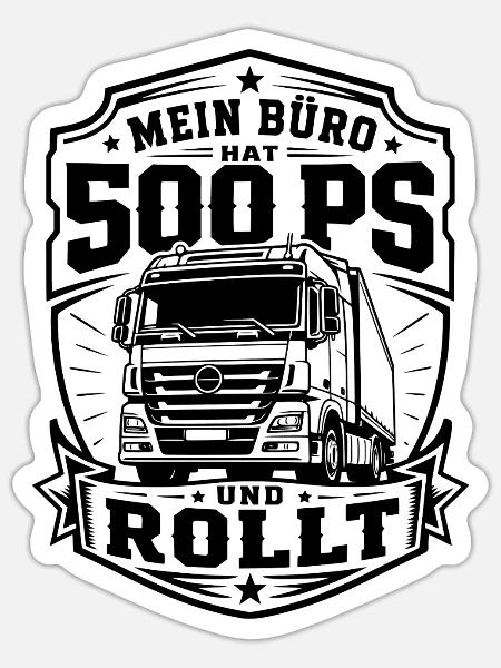 Mein Büro hat 500 PS - Sticker Größe S (10 x 10 cm) - Mattweiß