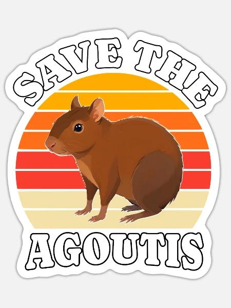 Aguti Save Agouti - Sticker Größe S (10 x 10 cm) - Mattweiß