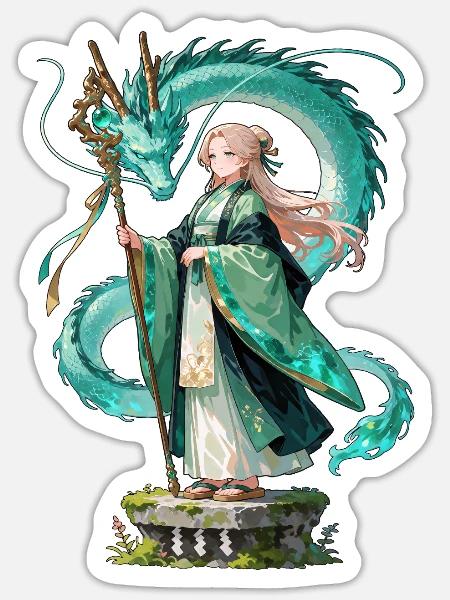 Ryuu Sage – Drachen Magierin Anime Manga - Sticker Größe S (10 x 10 cm) - Mattweiß