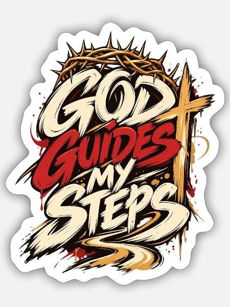 Gott führt meine Schritte - Sticker Größe S (10 x 10 cm) - Mattweiß