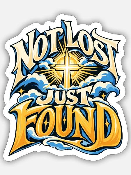 Not Lost Just Found Cross - Sticker Größe S (10 x 10 cm) - Mattweiß