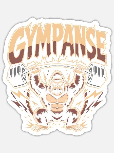 Gympanse Gewichtheber Bodybuilding - Sticker Größe S (10 x 10 cm) - Mattweiß