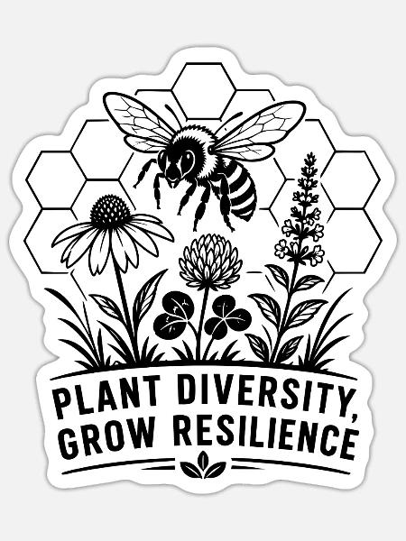Pflanzenvielfalt wächst Widerstandsfähigkeit - Sticker Größe S (10 x 10 cm) - Mattweiß