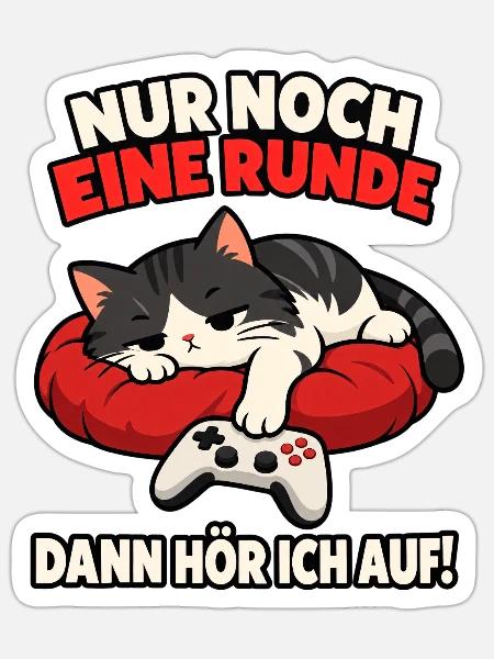 Nur noch eine Runde. Katzenschläfer - Sticker Größe S (10 x 10 cm) - Mattweiß
