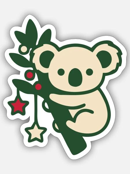 Weihnachts Koala Stern Grafik - Sticker Größe S (10 x 10 cm) - Mattweiß