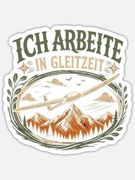 Arbeite in Gleitzeit Segelflieger - Sticker Größe S (10 x 10 cm) - Mattweiß