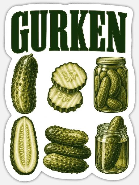 Gurkenkunde - Sticker Größe S (10 x 10 cm) - Mattweiß