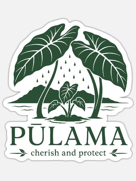 Pūlama schätzen und schützen - Sticker Größe S (10 x 10 cm) - Mattweiß