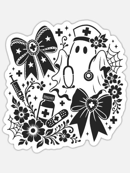 Krankenschwester Geist - Sticker Größe S (10 x 10 cm) - Mattweiß