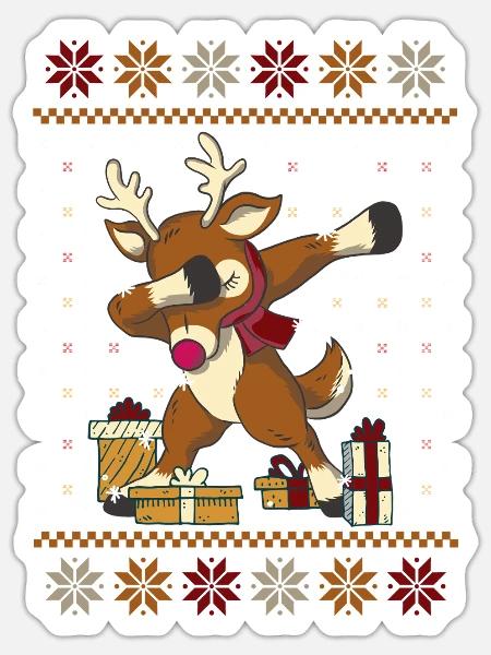 Lustiges Rentier Weihnachten Geschenk - Sticker Größe S (10 x 10 cm) - Mattweiß