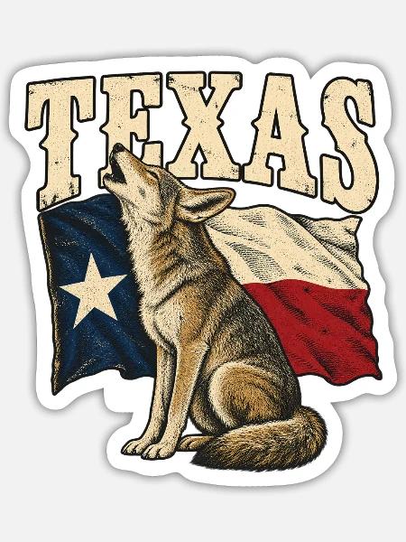 Texas Wolf Flagge - Sticker Größe S (10 x 10 cm) - Mattweiß