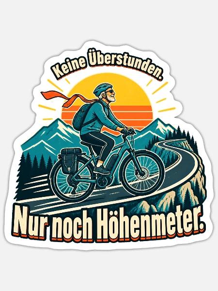 Rentner Radfahrer Ruhestand Fahrrad Höhenmeter - Sticker Größe S (10 x 10 cm) - Mattweiß