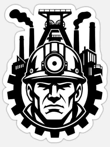 Bergbau - Sticker Größe S (10 x 10 cm) - Mattweiß