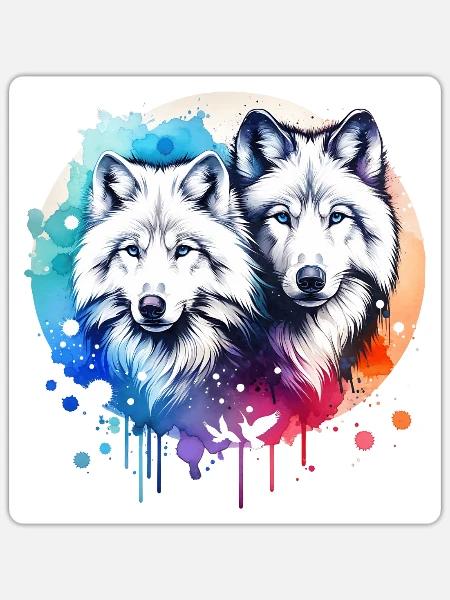 Polarwolf Geschenk - Sticker Größe S (10 x 10 cm) - Mattweiß