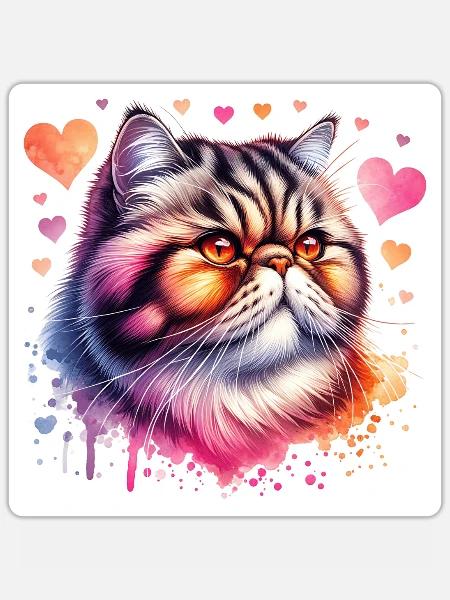 Exotische Kurzhaarkatze - Sticker Größe S (10 x 10 cm) - Mattweiß