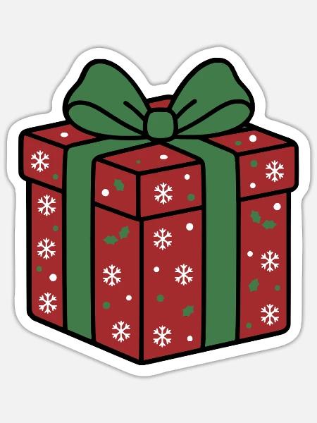 Festliches Weihnachtsgeschenk Frohe Weihnachtsüberraschung - Sticker Größe S (10 x 10 cm) - Mattweiß