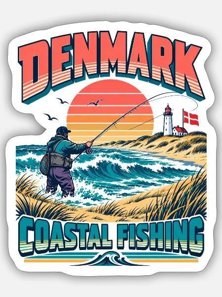 Dänemark Küstenfischen - Sticker Größe S (10 x 10 cm) - Mattweiß