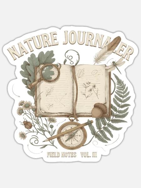 Nature Journaler Naturjournal - Sticker Größe S (10 x 10 cm) - Mattweiß