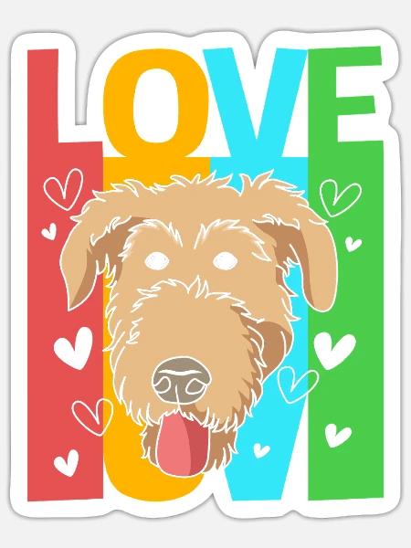 Irischer Wolfshund - Sticker Größe S (10 x 10 cm) - Mattweiß