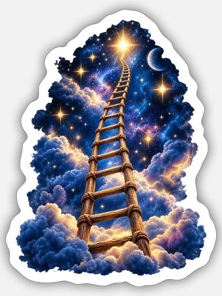Leiter zu den Sternen - Sticker Größe S (10 x 10 cm) - Mattweiß