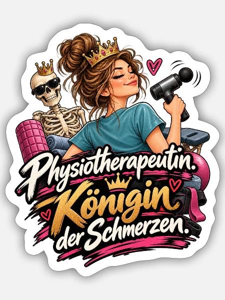 Physiotherapeutin Königin der Schmerzen - Sticker Größe S (10 x 10 cm) - Mattweiß
