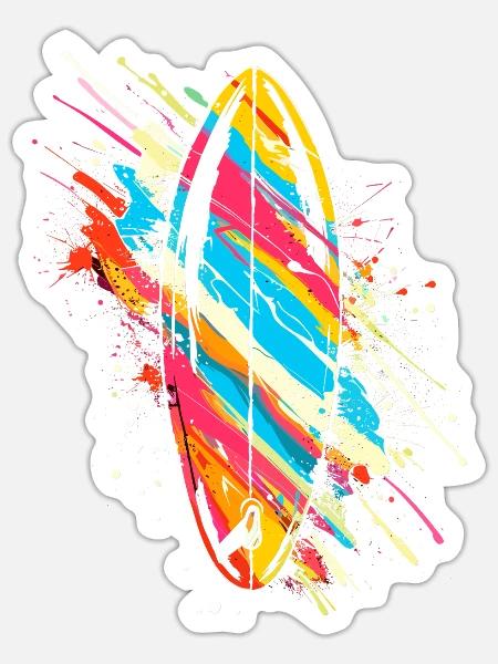 Surfbrett Graffiti - Sticker Größe S (10 x 10 cm) - Mattweiß