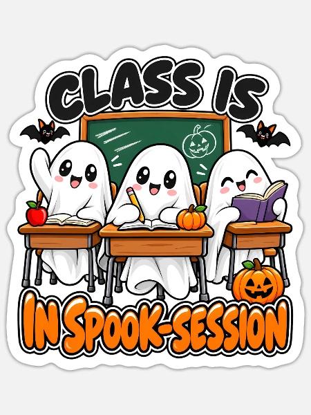 Geisterklasse Spookische Lernrunde - Sticker Größe S (10 x 10 cm) - Mattweiß